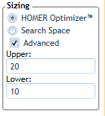 Storage sizing