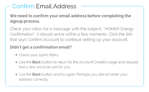 confirmation message page