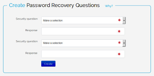 password recovery questions