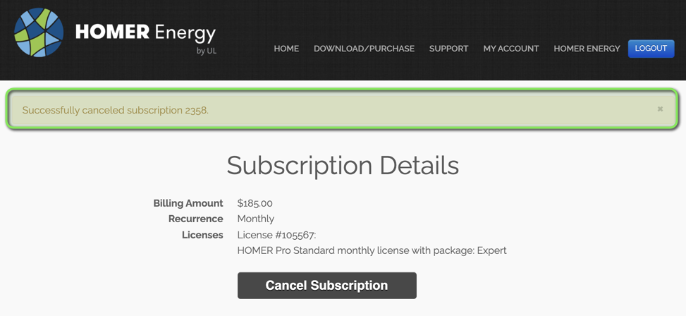 Cancelation Confirmation